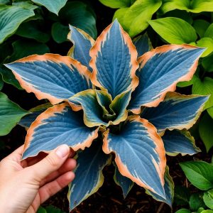 Хоста Океан Вью купить по цене от 960р. в интернет-магазине «Посадика» с доставкой почтой в в Бугуруслане и по всей России – [изображение №1].